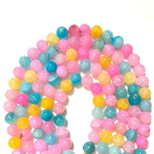 2 Strands/lot 10mm Multicolor Pink Blue Yellow Dragon Agate Round Stone Beads Stone Beads Faceted Agate Beads Charms Beads Beyond