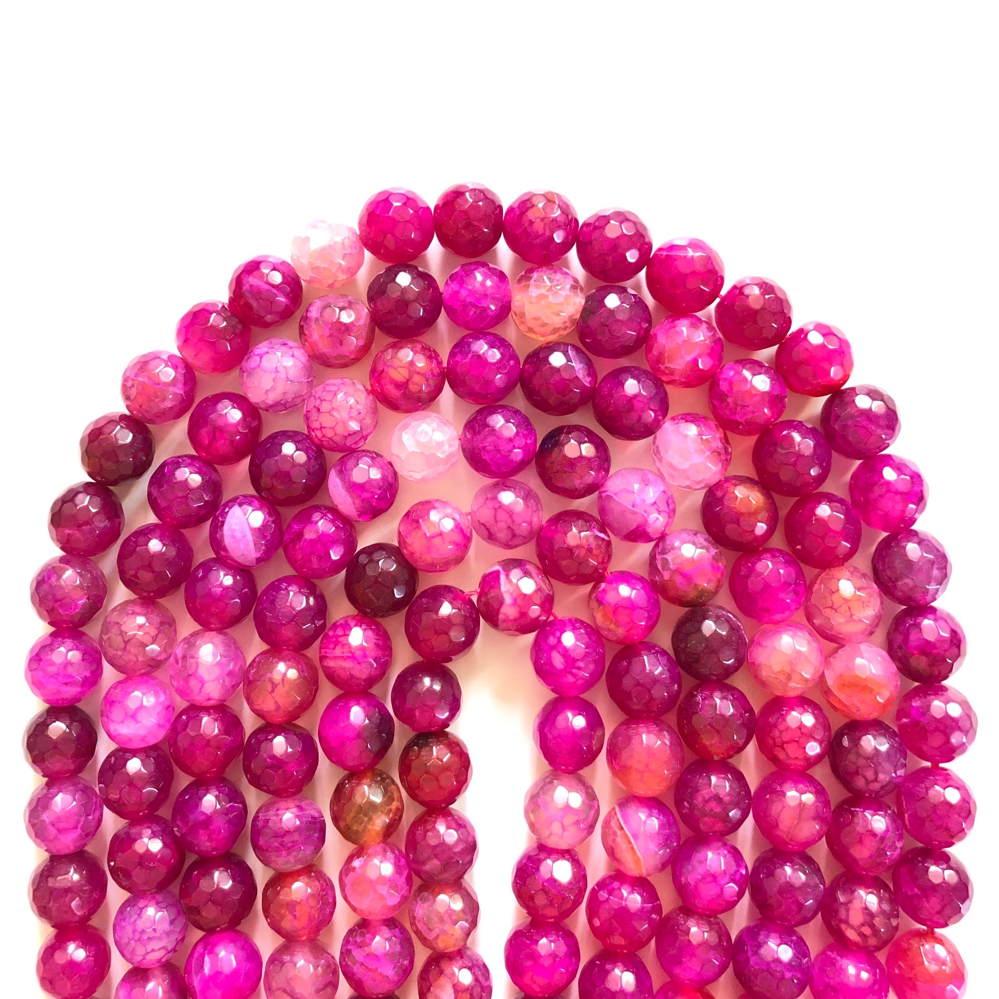 2 Strands/lot 12mm Hot Pink Fuchsia Faceted Dragon Agate Stone Beads Stone Beads 12mm Stone Beads Faceted Agate Beads Charms Beads Beyond