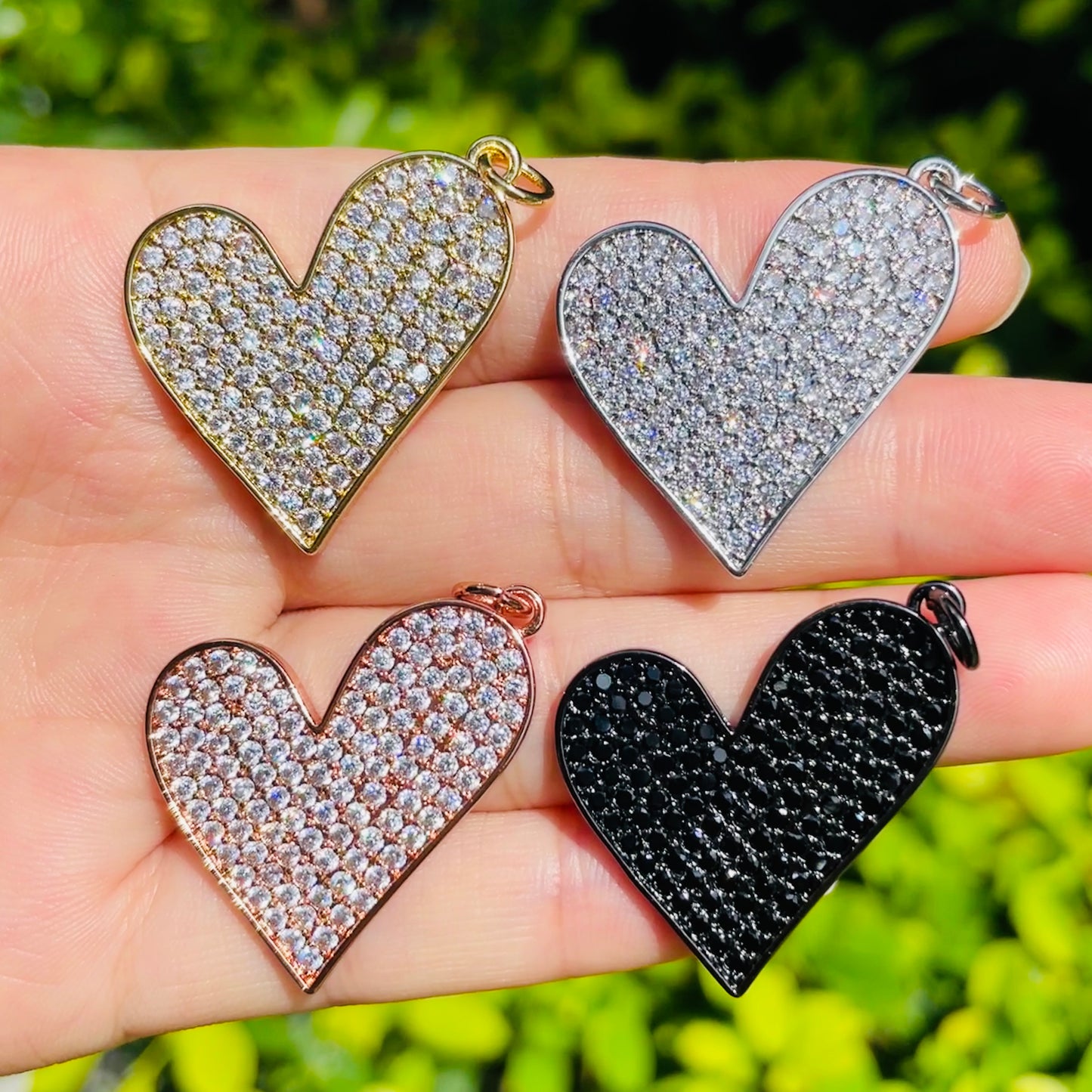 10pcs/lot 30*28mm CZ Paved Heart Charm Pendants Mix Colors CZ Paved Charms Hearts New Charms Arrivals Charms Beads Beyond