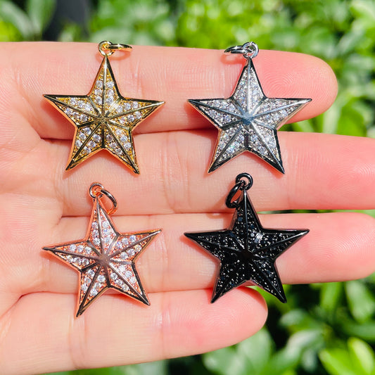 10pcs/lot 25*23mm CZ Paved Star Charms Mix Colors CZ Paved Charms New Charms Arrivals Sun Moon Stars Charms Beads Beyond