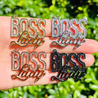 10pcs/lot 31*27.5mm CZ Pave Boss Lady Word Charms Mix Colors CZ Paved Charms New Charms Arrivals Words & Quotes Charms Beads Beyond