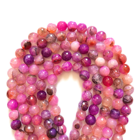 2 Strands/lot 10mm Fuchsia Dragon Agate Faceted Stone Beads Stone Beads Breast Cancer Awareness Faceted Agate Beads Charms Beads Beyond