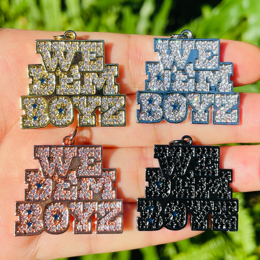 10pcs/lot 30*28mm CZ Paved We Dem Boyz Word Cowboys American Football Soccer Charms Mix Colors CZ Paved Charms American Football Sports New Charms Arrivals Charms Beads Beyond