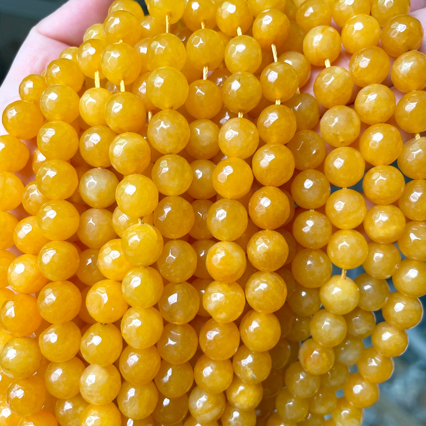 2 Strands/lot 10mm Yellow Faceted Jade Stone Beads Stone Beads Faceted Jade Beads New Beads Arrivals Charms Beads Beyond