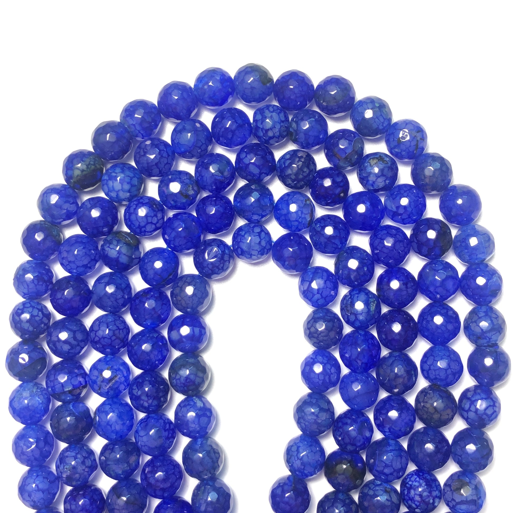 2 Strands/lot 10mm Blue Faceted Dragon Agate Stone Beads Stone Beads Faceted Agate Beads Charms Beads Beyond