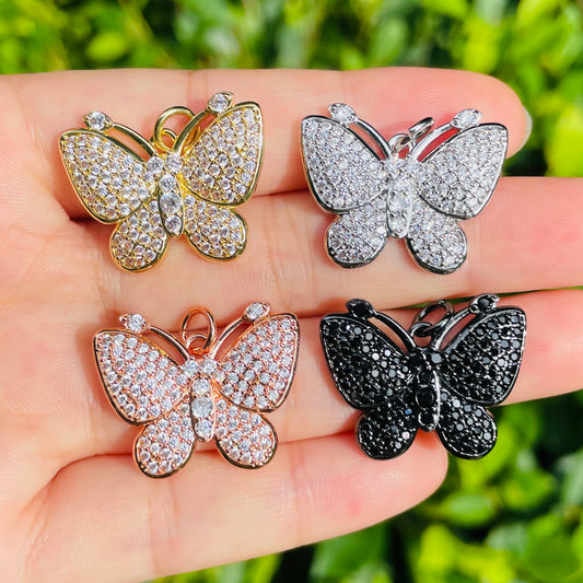 10pcs/lot 25*20mm CZ Paved Butterfly Charms Mix Colors CZ Paved Charms Butterflies New Charms Arrivals Charms Beads Beyond