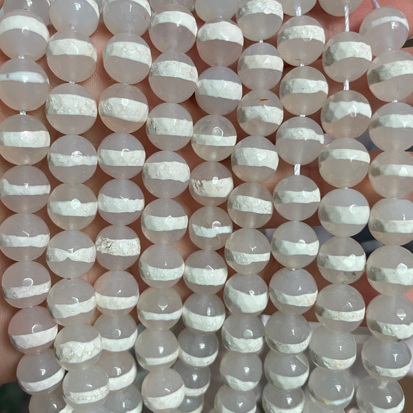 10mm White Stripe Clear Faceted Tibetan Agate Stone Beads Stone Beads Tibetan Beads Charms Beads Beyond