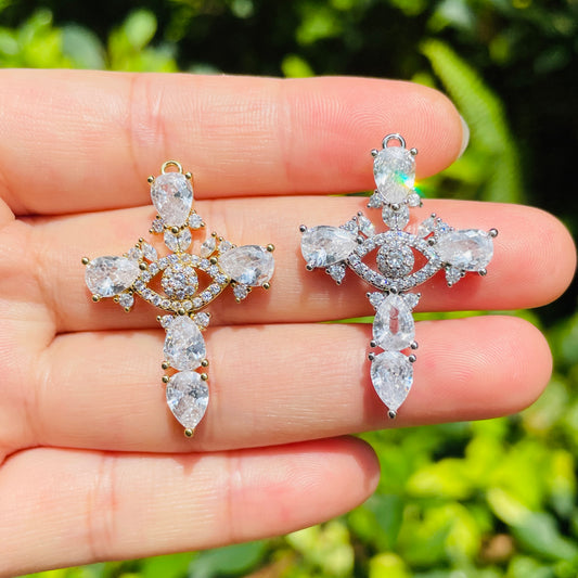 10pcs/lot 34.5*23.5mm CZ Paved Cross Charms Mix Colors CZ Paved Charms Crosses New Charms Arrivals Charms Beads Beyond