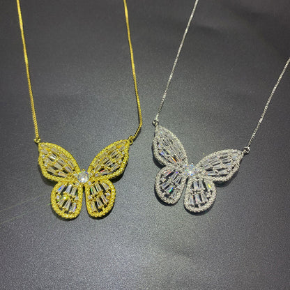 5pcs/lot 18inch Gold Silver Plated CZ Pave Butterfly Necklaces Necklaces Charms Beads Beyond
