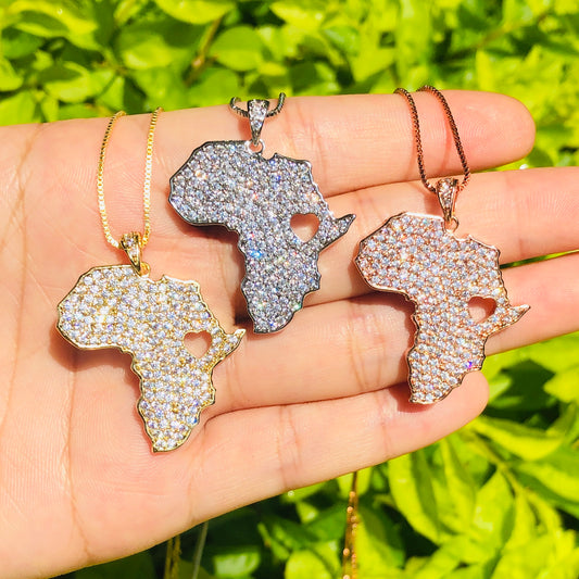 5pcs/lot 35*29mm CZ Paved Africa Heart Necklace Black History Month Juneteenth Awareness Necklaces Juneteenth & Black History Month Awareness Charms Beads Beyond