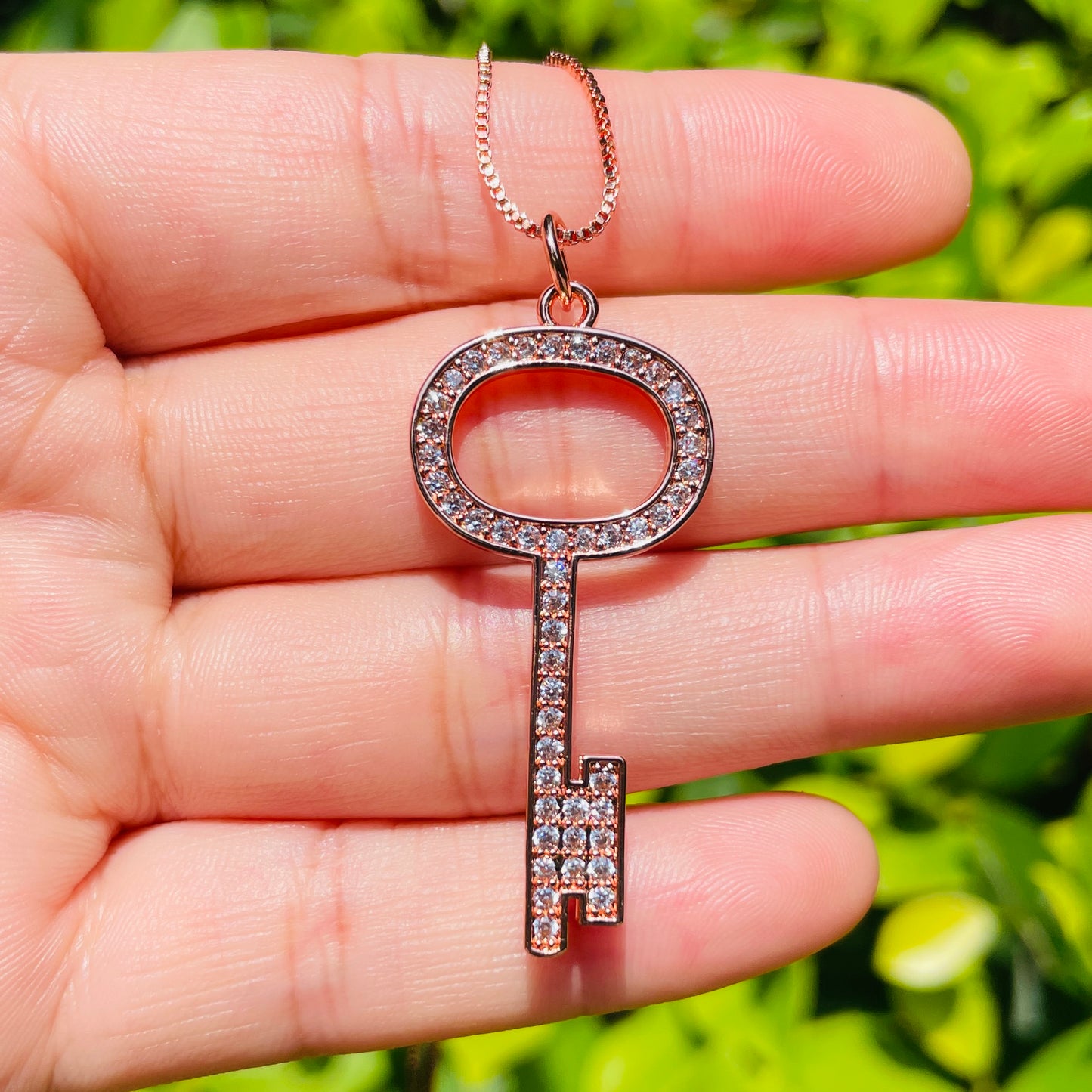 5pcs/lot 40.5*18mm CZ Pave Key Necklaces Rose Gold Necklaces Love & Heart Necklaces Charms Beads Beyond