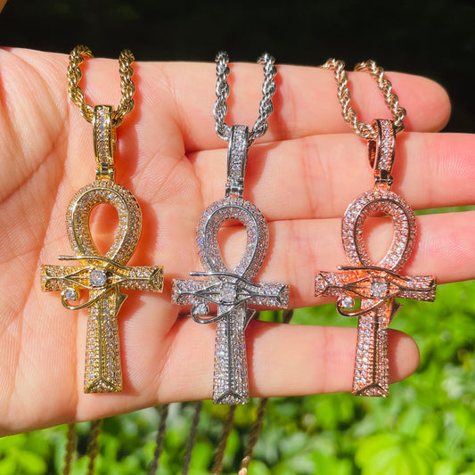 5pcs/lot 18/20/24 inch Stainless Steel Rope Chain CZ Pave Egypt Eyes of Horus ANKH Cross Necklace Mix Colors Necklaces Charms Beads Beyond