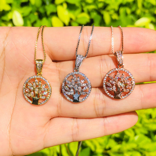 5pcs/lot 24.5*16mm CZ Paved Tree Necklace Necklaces Charms Beads Beyond