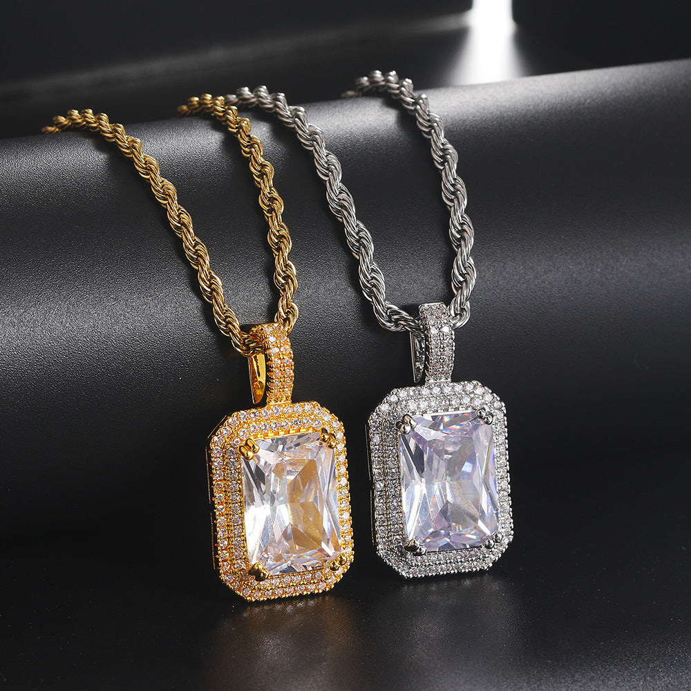 5pcs/lot CZ Paved Multicolor Square Diamond Pendant Necklaces Necklaces Charms Beads Beyond