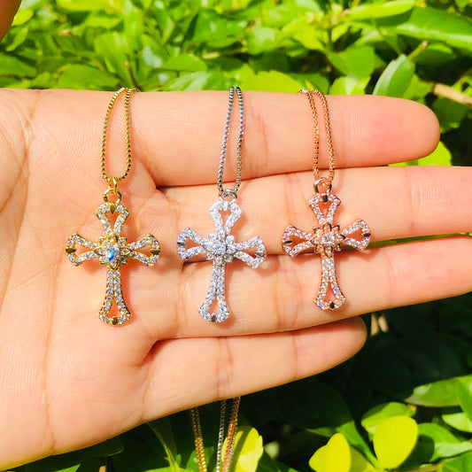 5pcs/lot 25*19mm CZ Paved Cross Necklace Necklaces Charms Beads Beyond