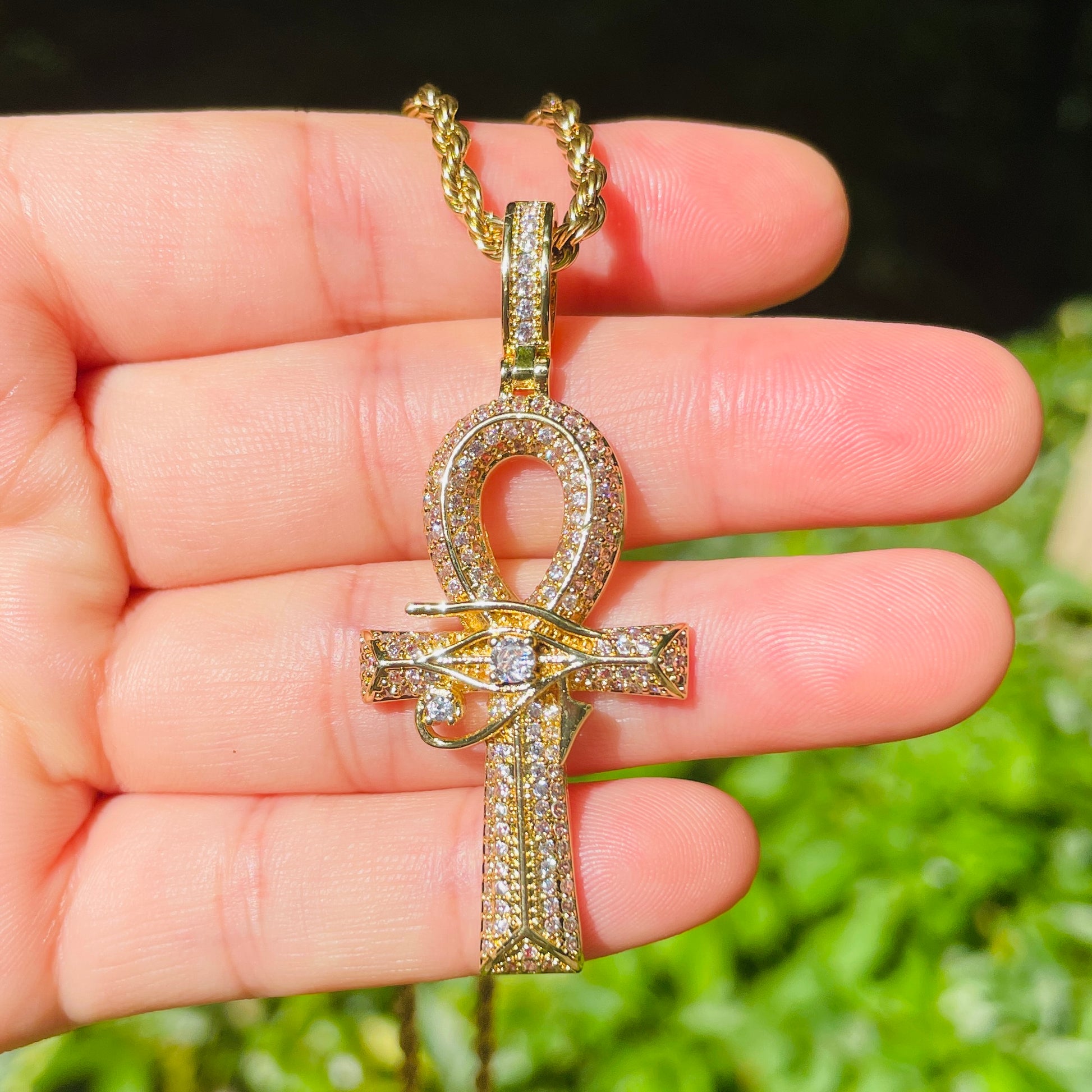 5pcs/lot 18/20/24 inch Stainless Steel Rope Chain CZ Pave Egypt Eyes of Horus ANKH Cross Necklace Necklaces Charms Beads Beyond