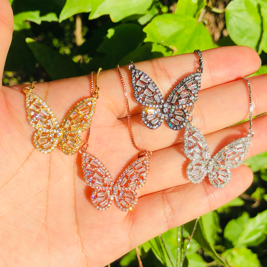 5pcs/lot 26.5*22.5mm CZ Paved Butterfly Necklace Mix Colors Necklaces Charms Beads Beyond