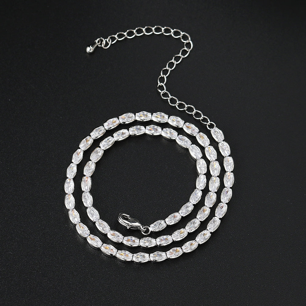 5pcs/lot 16inch Fashion Egg CZ Tennis Chain Necklaces Chain Necklaces Charms Beads Beyond