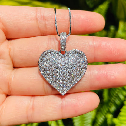 5pcs/lot 31.6*24.6mm CZ Pave Heart Necklaces Silver Necklaces Love & Heart Necklaces Charms Beads Beyond