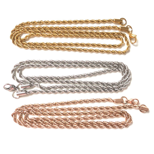 5pcs/lot 18, 20, 24inch Stainless Steel Rope Chain Chain Necklaces Charms Beads Beyond