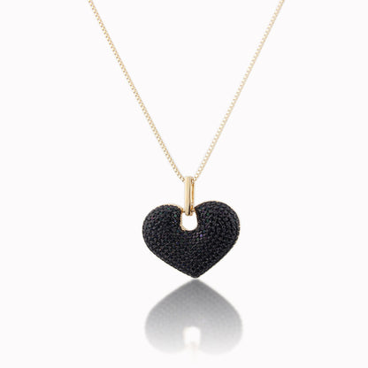 5pcs/lot Multicolor CZ Paved 3D Heart Necklace Black on Gold Necklaces Love & Heart Necklaces Charms Beads Beyond