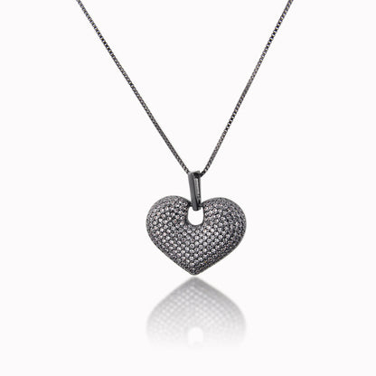 5pcs/lot Multicolor CZ Paved 3D Heart Necklace Clear on Black Necklaces Love & Heart Necklaces Charms Beads Beyond