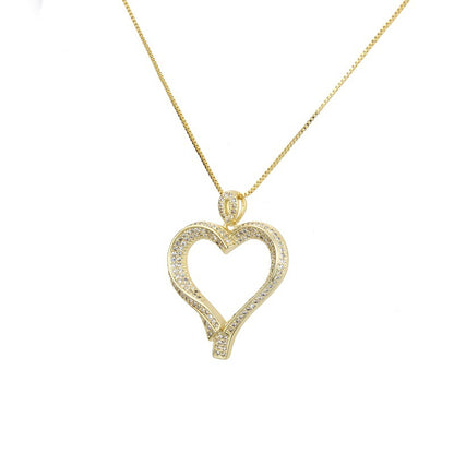 5pcs/lot 28*29 CZ Paved Heart Necklace Necklaces Love & Heart Necklaces Charms Beads Beyond