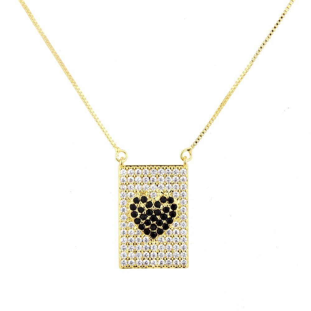 5pcs/lot 23.5*15.5mm CZ Paved Heart Necklace Black Heart Necklaces Love & Heart Necklaces Charms Beads Beyond