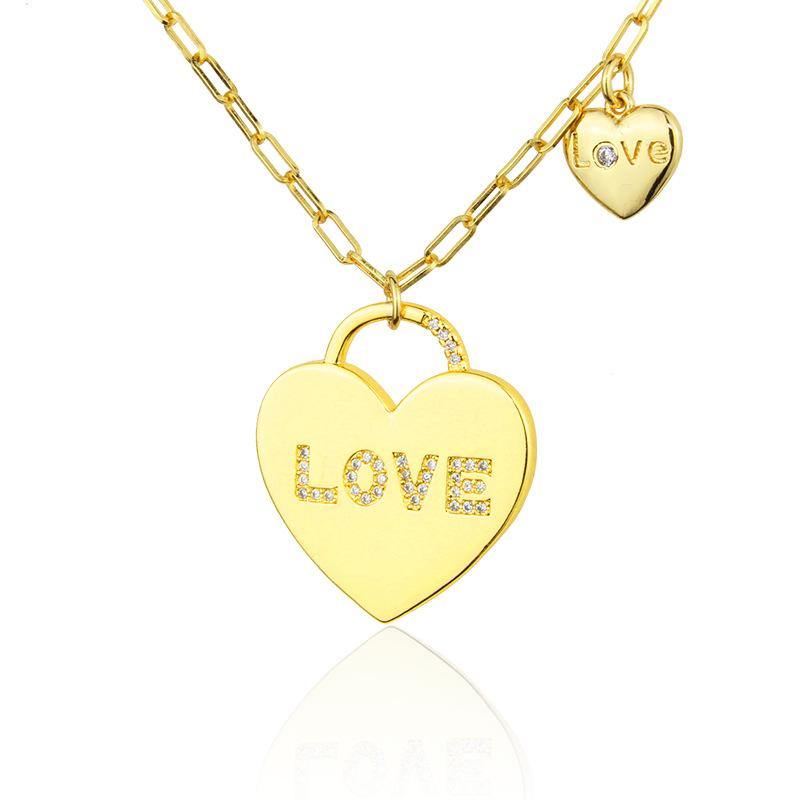 5pcs/lot 25*28mm LOVE Heart Lock Necklace Necklaces Love & Heart Necklaces Charms Beads Beyond