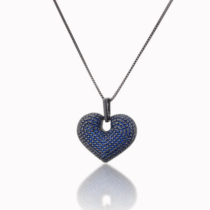 5pcs/lot Multicolor CZ Paved 3D Heart Necklace Blue on Black Necklaces Love & Heart Necklaces Charms Beads Beyond