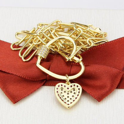 5pcs/lot CZ Paved Heart Screw Clasp Necklace Necklaces Love & Heart Necklaces Charms Beads Beyond