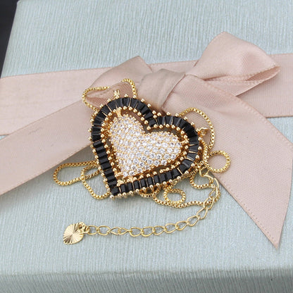 5pcs/lot CZ Paved Heart Necklace Necklaces Love & Heart Necklaces Charms Beads Beyond