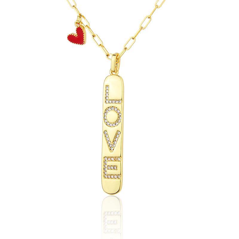 5pcs/lot 78*5mm CZ Paved LOVE Necklace Necklaces Love & Heart Necklaces Charms Beads Beyond