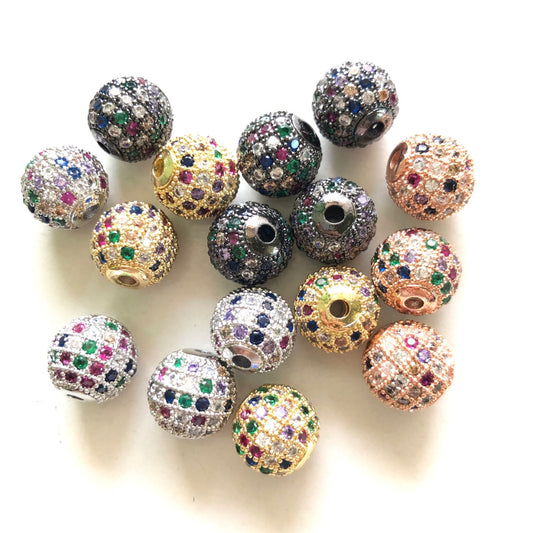 10-20pcs/lot 10mm CZ Paved Colorful Round Ball Spacers Mix Colors CZ Paved Spacers 10mm Beads Ball Beads Colorful Zirconia Charms Beads Beyond