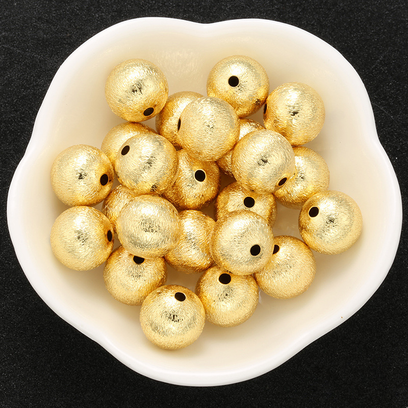 100pcs/lot 4/5/6/8mm Gold Plated Frosted Copper Ball Beads Accessories Charms Beads Beyond