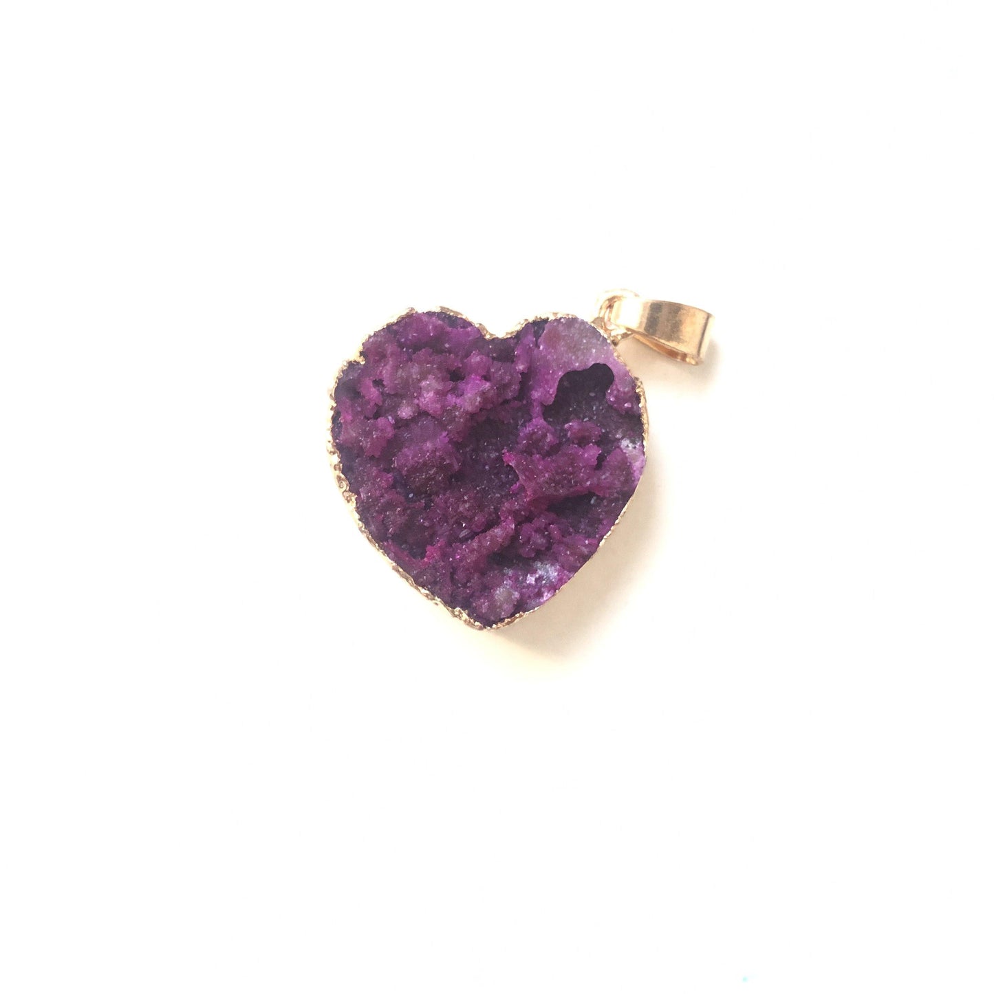 5pcs/lot 23*24mm Heart Shape Natural Agate Druzy Charm Fushcia Stone Charms Charms Beads Beyond