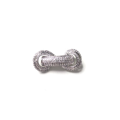 5-10pcs/lot 31*14.5*8mm CZ Paved Tube Bar Spacers Silver CZ Paved Spacers New Spacers Arrivals Tube Bar Centerpieces Charms Beads Beyond