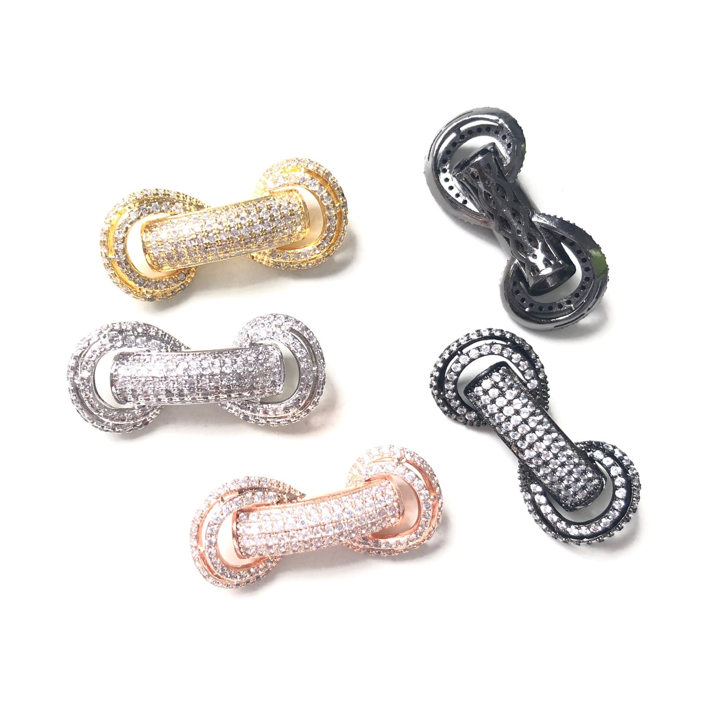 5-10pcs/lot 31*14.5*8mm CZ Paved Tube Bar Spacers CZ Paved Spacers New Spacers Arrivals Tube Bar Centerpieces Charms Beads Beyond