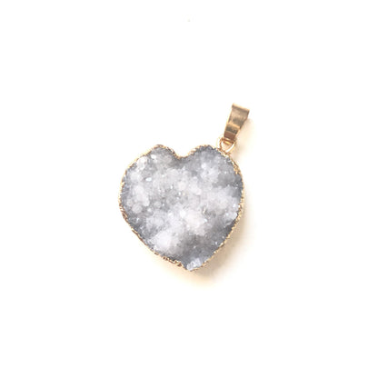 5pcs/lot 23*24mm Heart Shape Natural Agate Druzy Charm White Stone Charms Charms Beads Beyond