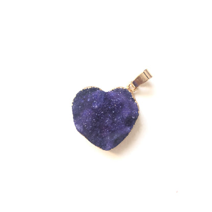 5pcs/lot 23*24mm Heart Shape Natural Agate Druzy Charm Purple Stone Charms Charms Beads Beyond