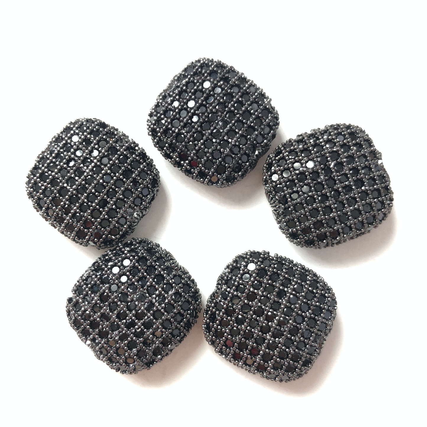 5-10pcs/lot 20*20mm Clear CZ Paved Square Centerpiece Spacers Black on Black CZ Paved Spacers Square Spacers Charms Beads Beyond
