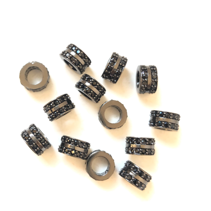 20pcs/lot 8.5*5.2mm Black CZ Paved Wheel Rondelle Spacers Black CZ Paved Spacers Rondelle Beads Charms Beads Beyond