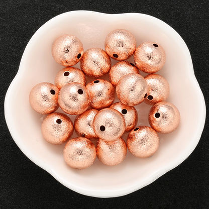 50pcs/lot 10/12/14/16mm Gold Plated Frosted Copper Ball Beads Accessories Charms Beads Beyond