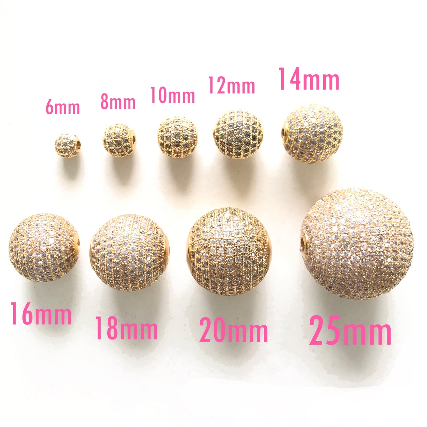 10pcs/lot 6 /8 /10 /12 /14 /16 /18 /20 /25mm Clear CZ Paved Round Ball Beads Spacers CZ Paved Spacers 10mm Beads 12mm Beads 6mm Beads 8mm Beads Ball Beads Charms Beads Beyond
