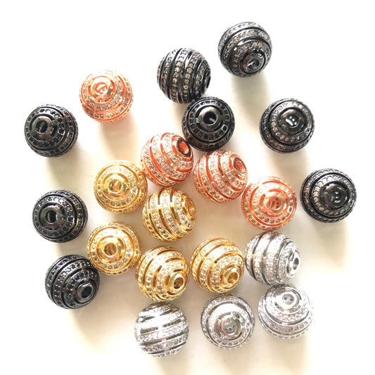10pcs/lot 12mm CZ Paved Hollow Round Ball Spacers Mix Color CZ Paved Spacers 12mm Beads Ball Beads Charms Beads Beyond