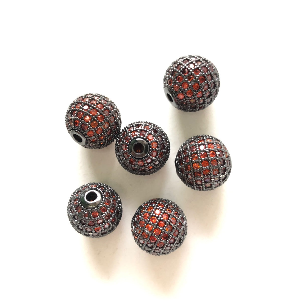 5/10/20pcs/lot 12mm Reddish Orange CZ Paved Ball Spacers Black CZ Paved Spacers 12mm Beads Ball Beads Colorful Zirconia Charms Beads Beyond