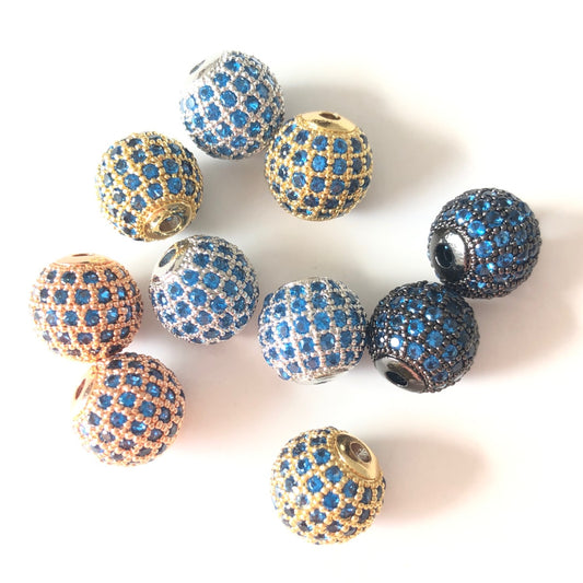 10pcs/lot 10mm Lake Blue CZ Paved Ball Beads Spacers Mix Colors CZ Paved Spacers 10mm Beads Ball Beads Colorful Zirconia Charms Beads Beyond