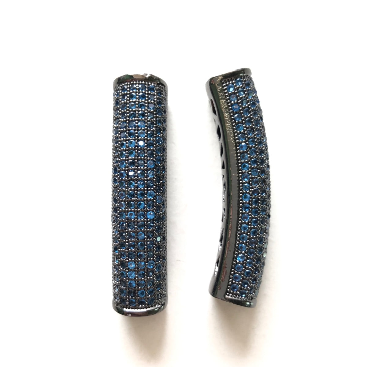 5-10pcs/lot 37.7*9mm Lake Blue CZ Paved Tube Bar Spacers Black CZ Paved Spacers Colorful Zirconia Tube Bar Centerpieces Charms Beads Beyond