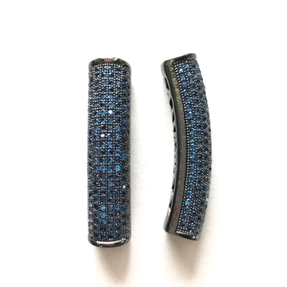 5-10pcs/lot 37.7*9mm Lake Blue CZ Paved Tube Bar Spacers Black CZ Paved Spacers Colorful Zirconia Tube Bar Centerpieces Charms Beads Beyond