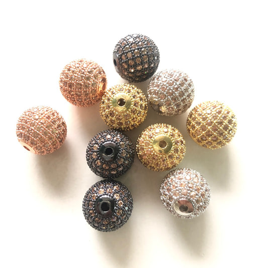 5/10/20pcs/lot 12mm Champagne CZ Paved Ball Beads Spacers Mix Colors CZ Paved Spacers 12mm Beads Ball Beads Colorful Zirconia Charms Beads Beyond